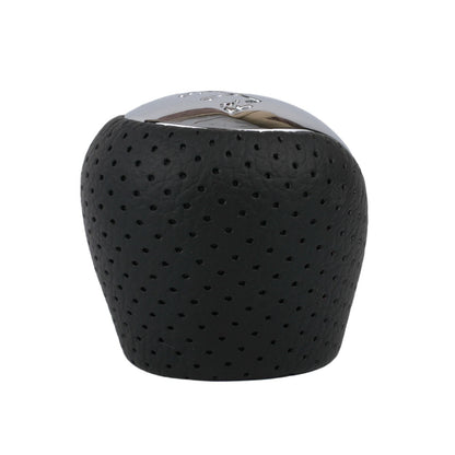 1x Perforated PU Leather Gear Knob Chrome 6-Speed for Hyundai I30 IX35 Black