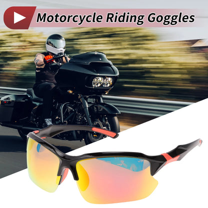 Goggles / 1 pair Red Lens Orange Black Frame Tri-acetel Cellulose PC for Motorcycle
