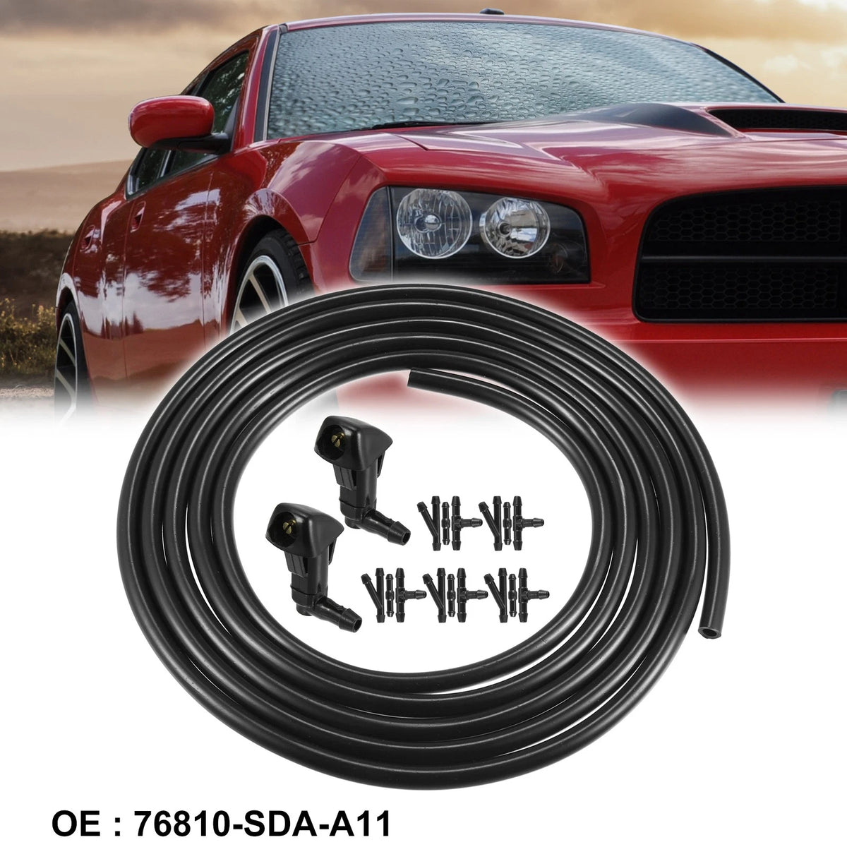 Windshield Washer Nozzles & 2.5m Hose for Honda Accord (2003-2007)