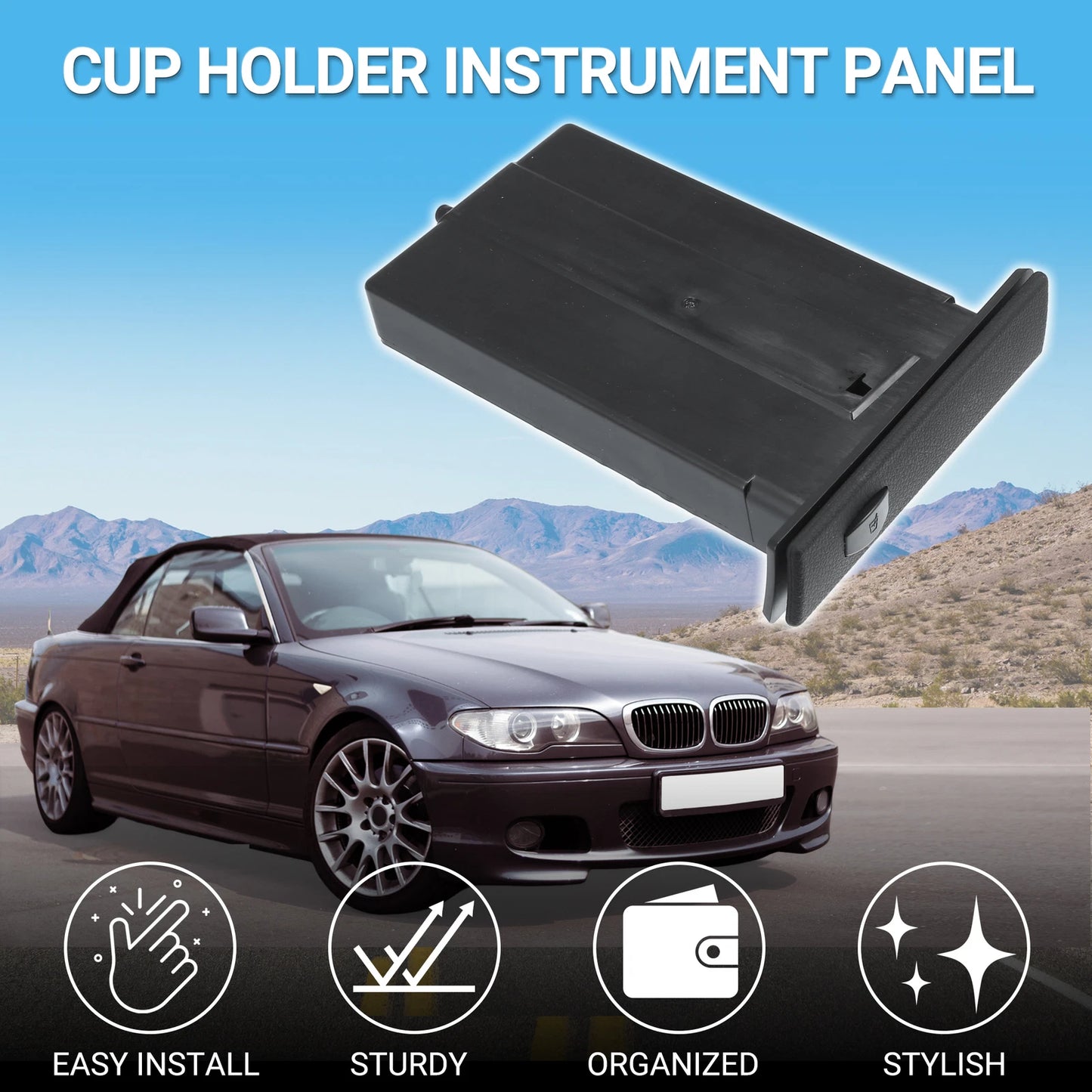 Cup Holder for BMW E60 2004-2010 - Practical Drink Holder Black (2004-2010)