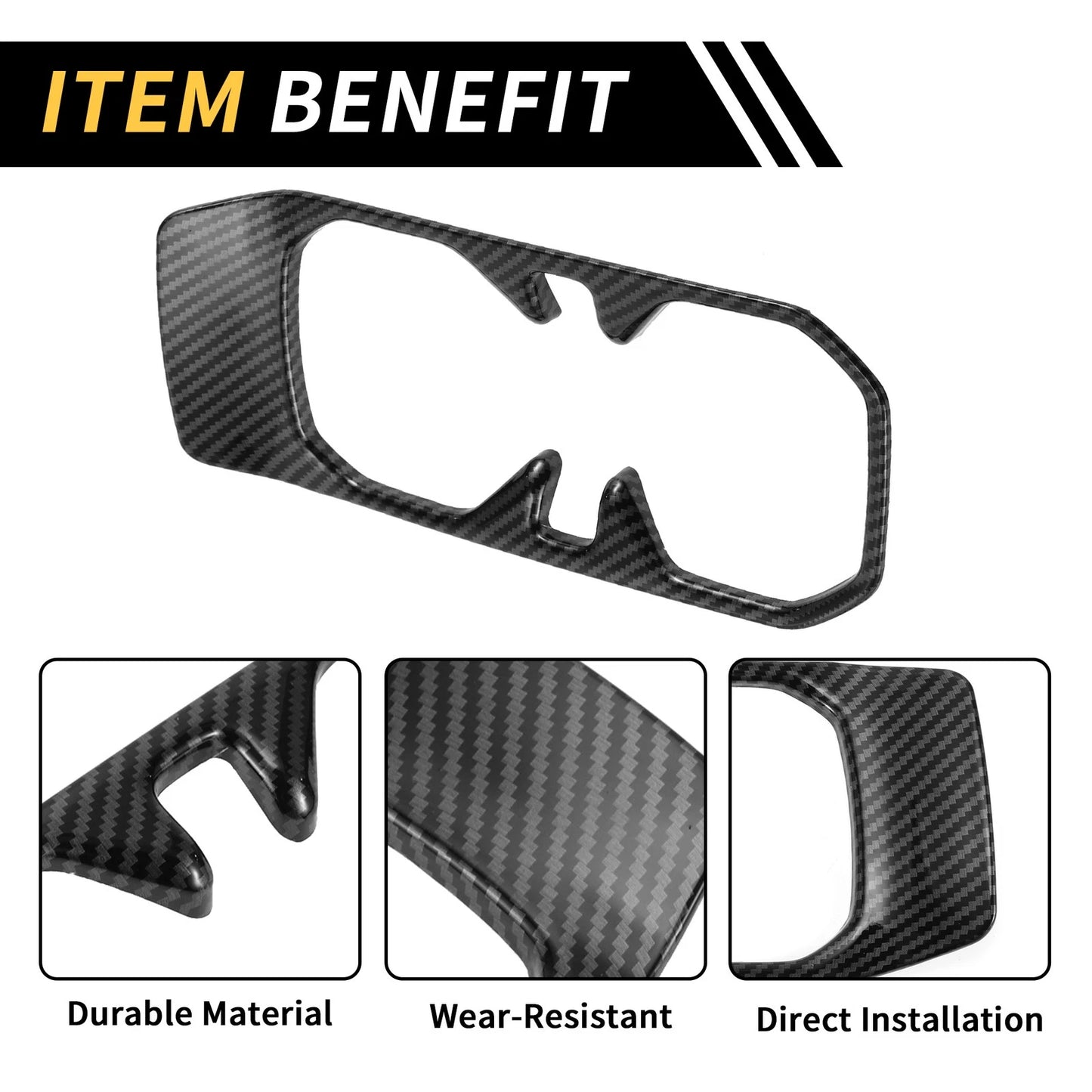 Cup Holder Cover Trim for Jeep Gladiator JT (2020-2023) - Carbon Fiber Black
