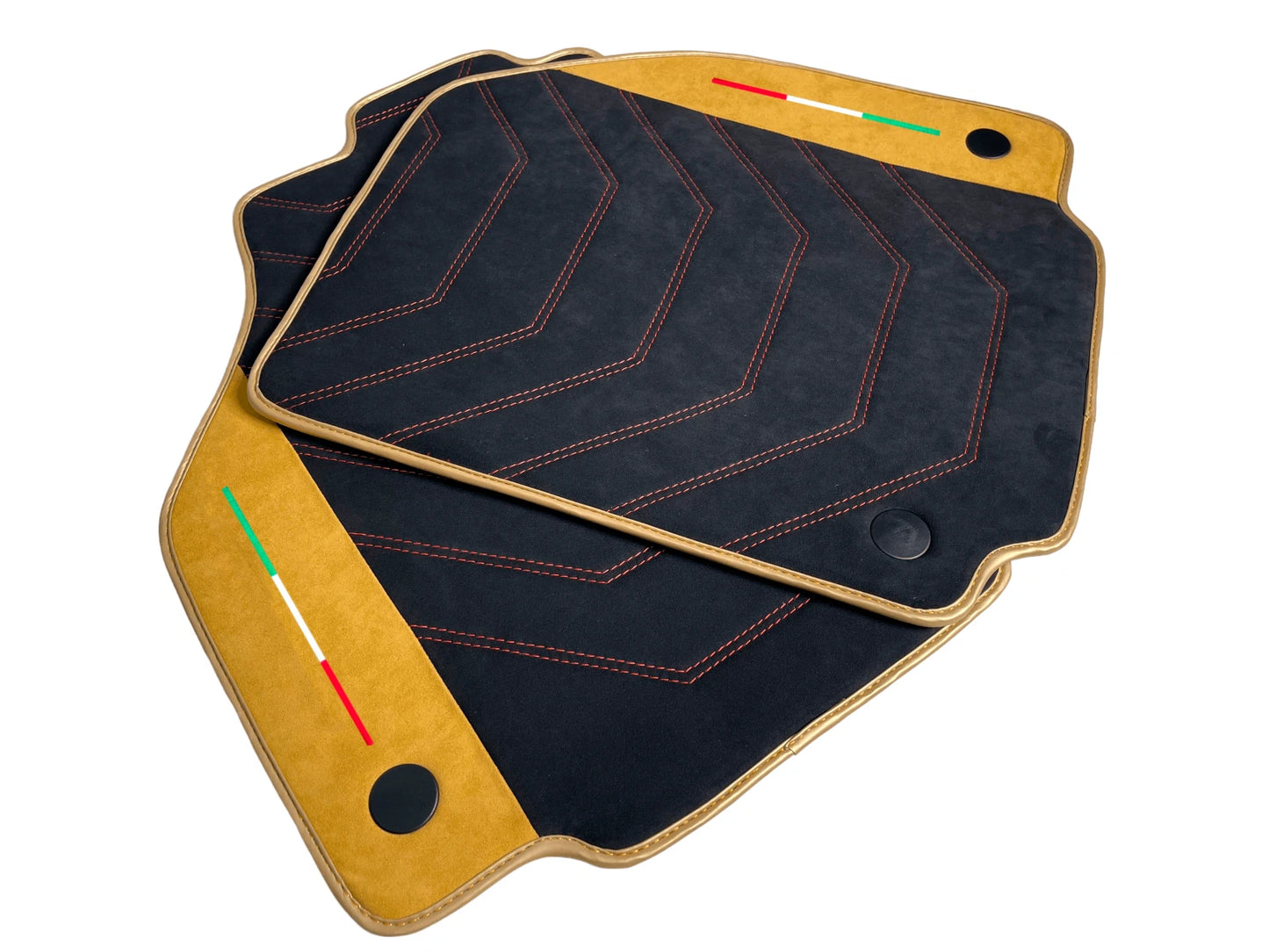 Floor Mats for Ferrari F8 Spider Black with Tan Alcantara Leather (2019-2023)