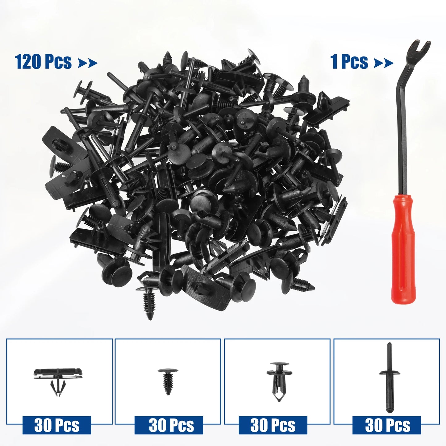 120 Pcs Retainer Fastener Clips for Jeep Wrangler (No Year Specified)