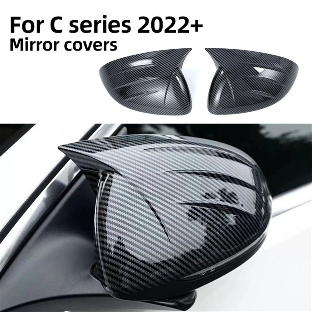 Carbon Fiber Look Side Mirror Covers for 2022-2025 Benz W206 C-Class