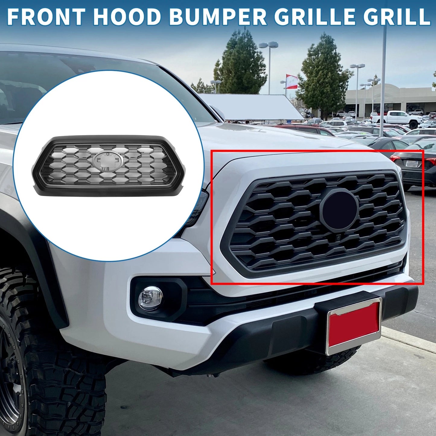 Front Bonnet Bumper Grille for Toyota Tacoma (2021-2023) Black