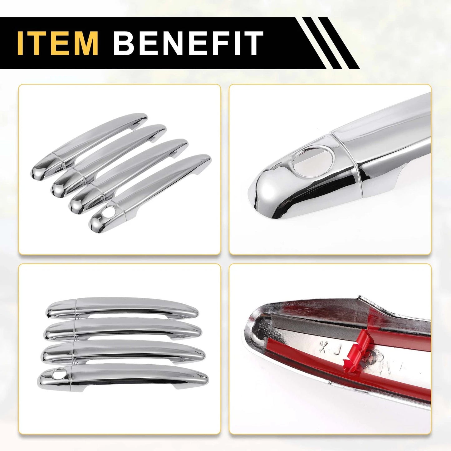 4 x Exterior Door Handle Covers for Toyota 4Runner (2003-2010) Chrome Silver