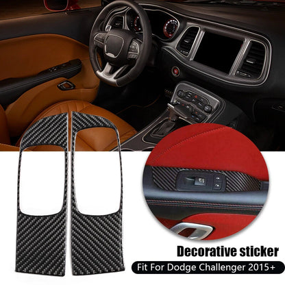 Carbon Fiber Window Lift Switch Button Panel Trim for Dodge Challenger (2015+)