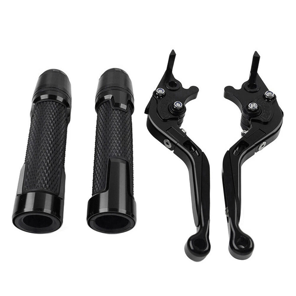 Black Extendable Brake Clutch Levers Grip Set for Kawasaki Z650 Z900 (2017-2023)