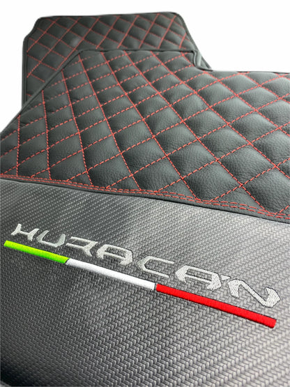 Floor Mats for Lamborghini Huracan Coupe Real Leather with Emblem (2014-2023)