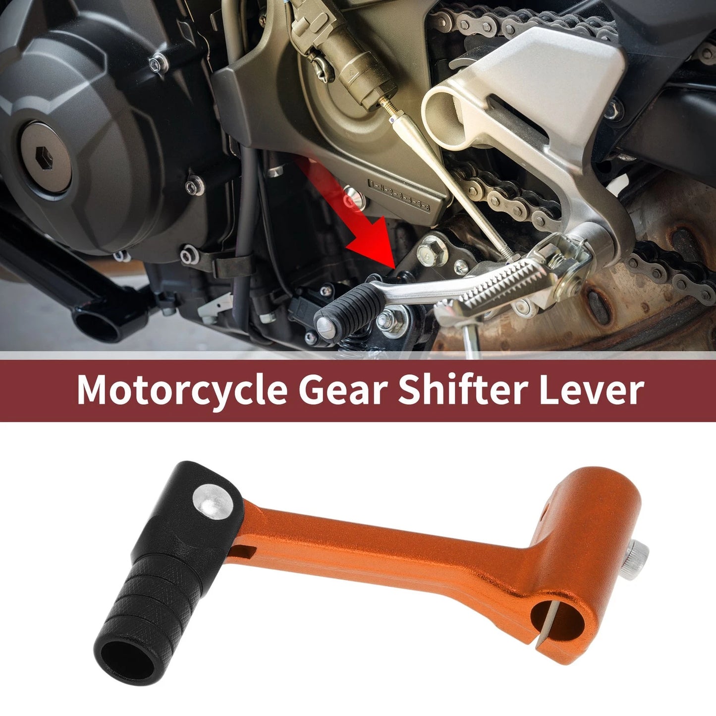 Folding Gear Shifter Lever for Bosuer Cheetah Orange Lever Black Head
