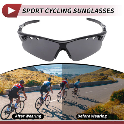 Goggles / 1 Pair / Motorcycle Dark Gray Lens Bright Black Frame Cycling Sunglasses for Motorcycle