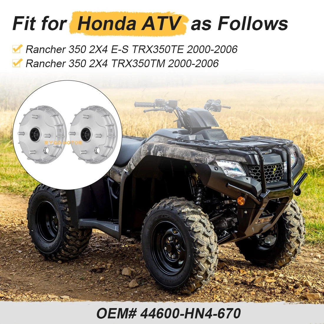 2x Front Brake Drums for Honda TRX350TE TRX350TM Rancher 350 ES (2000-2006)