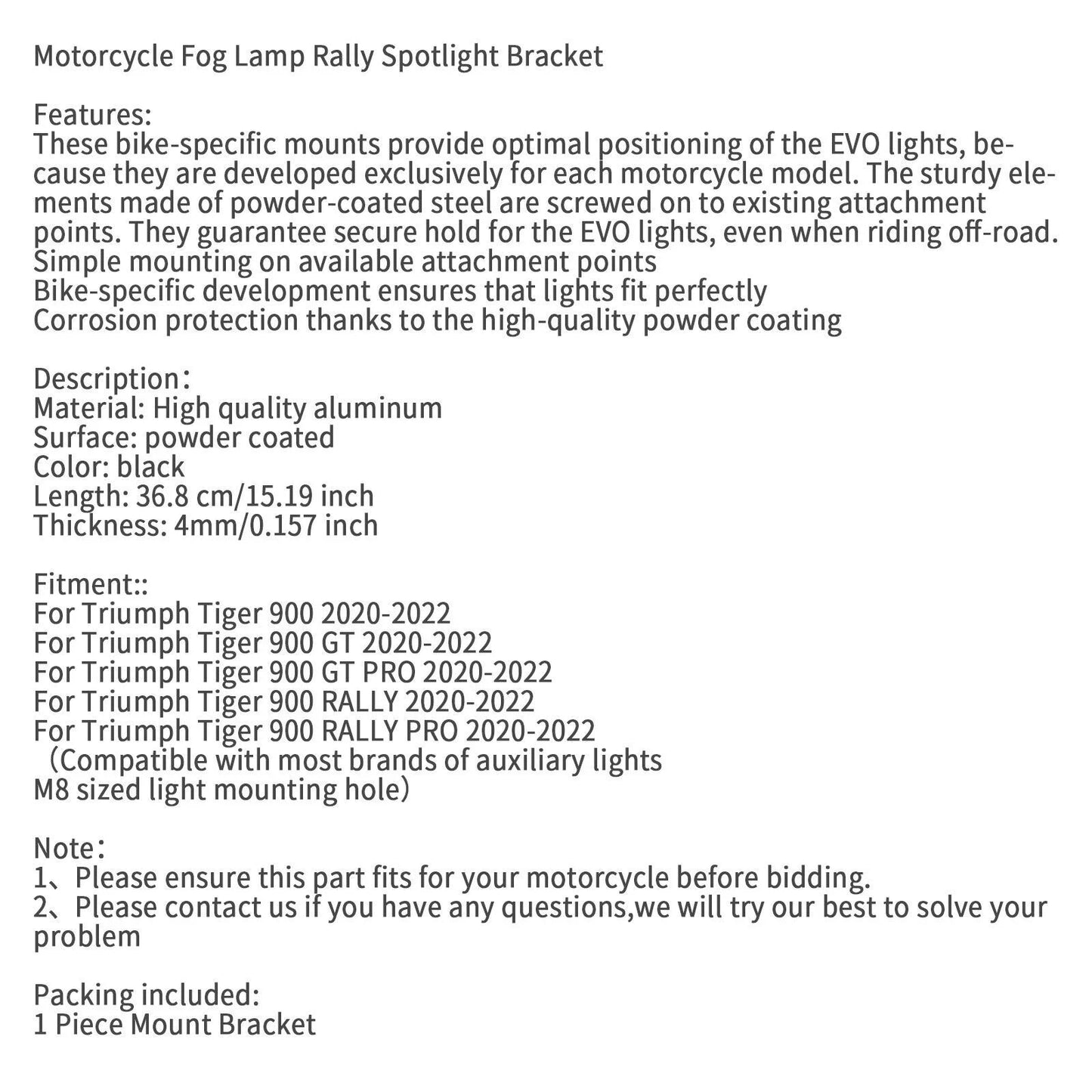 Fog Light Bracket for Triumph Tiger 900 (2020-2023)