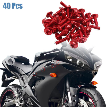 40pcs M6 Red Aluminum Hex Socket Bolts Screws for Universal