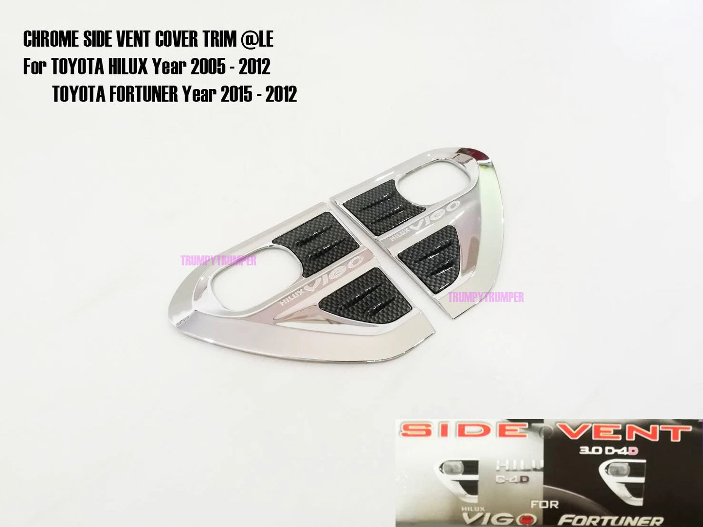 Chrome Side Vent Door Cover Trim for Toyota Hilux Vigo Fortuner (2005-2012)