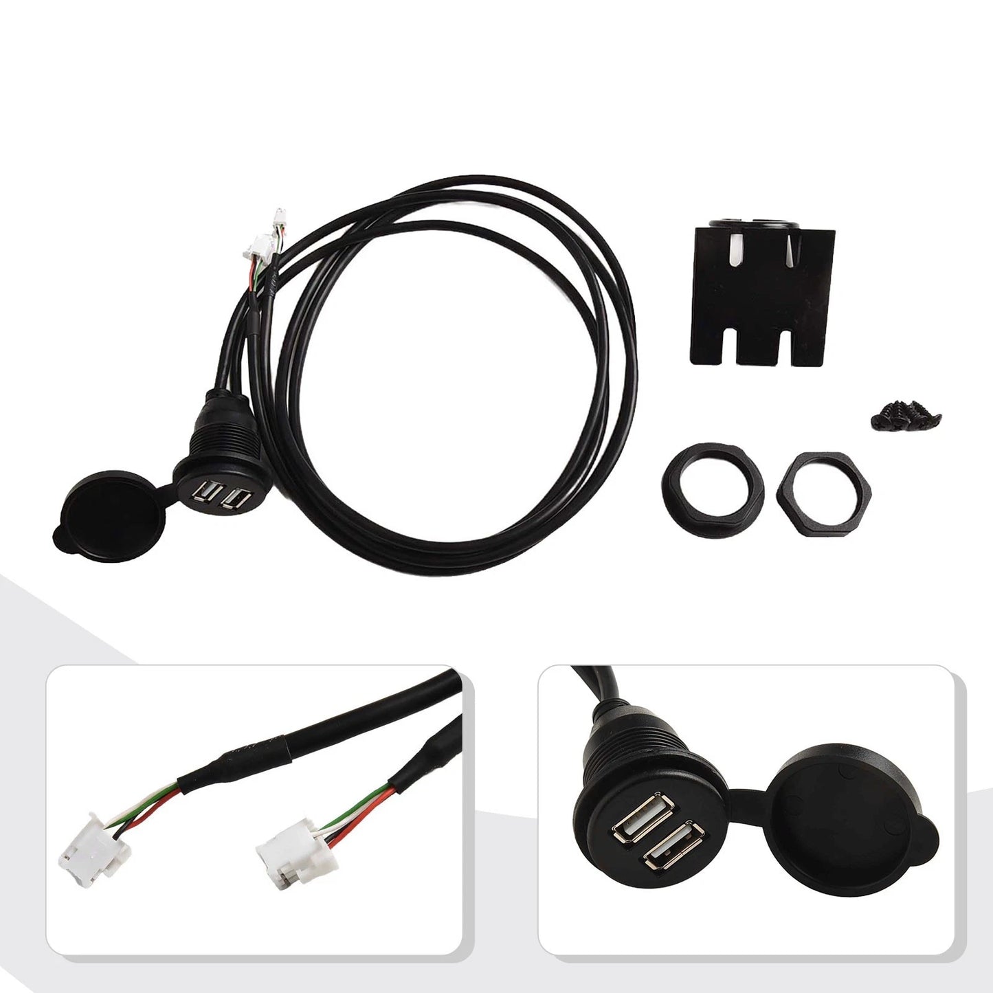 Panel Adapter / 145cm Cable Length / Dual USB Port Flush Mount Car