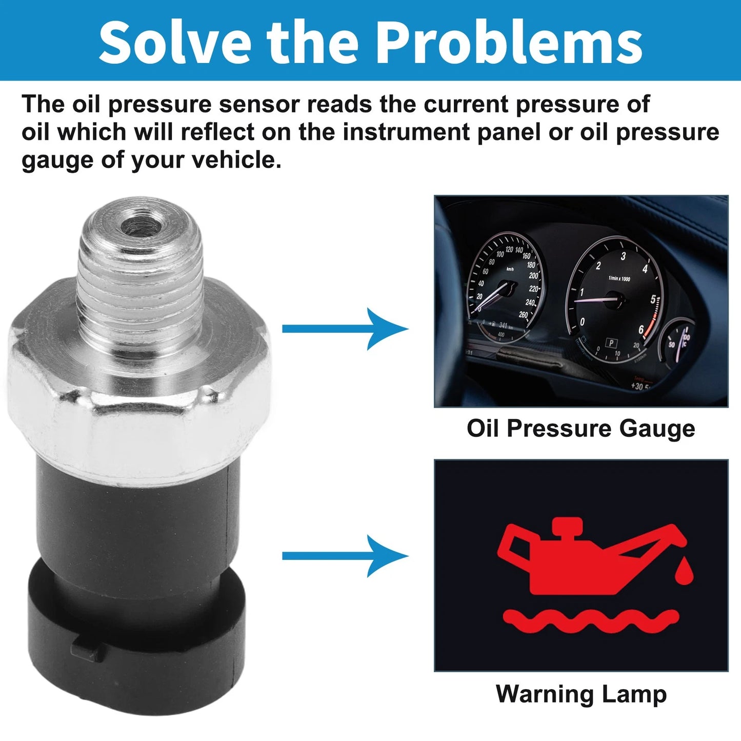 1 x Engine Oil Pressure Sensor for Buick Century (1989–1996)