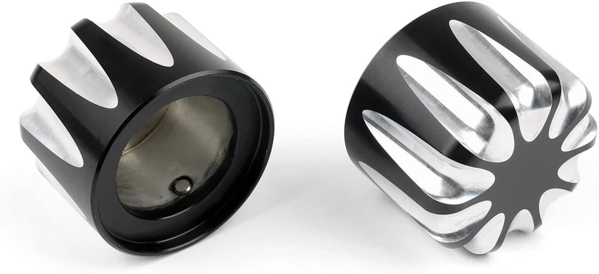 Black CNC Cut Axle Nut Cover for Harley Electra Street Road Glide