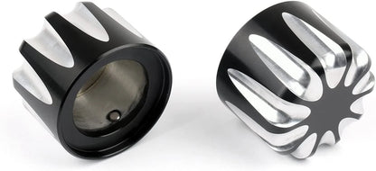 Black CNC Cut Axle Nut Cover for Harley Electra Street Road Glide