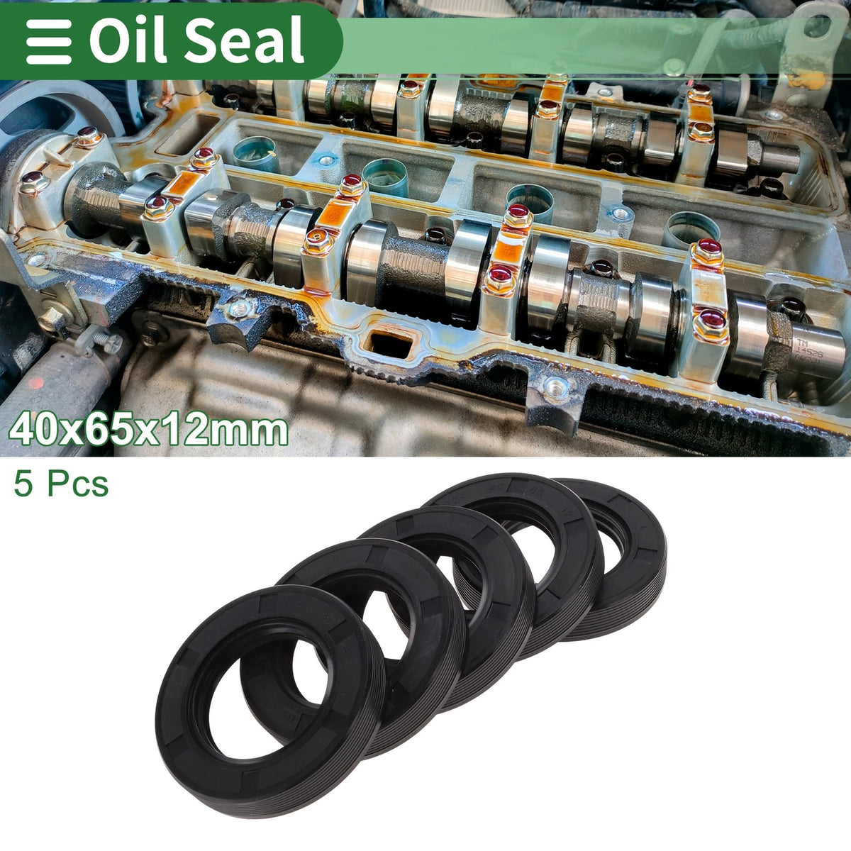 Oil Seal NBR Rubber 40x65x12mm High Pressure Black 5 Pcs