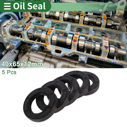 Oil Seal NBR Rubber 40x65x12mm High Pressure Black 5 Pcs