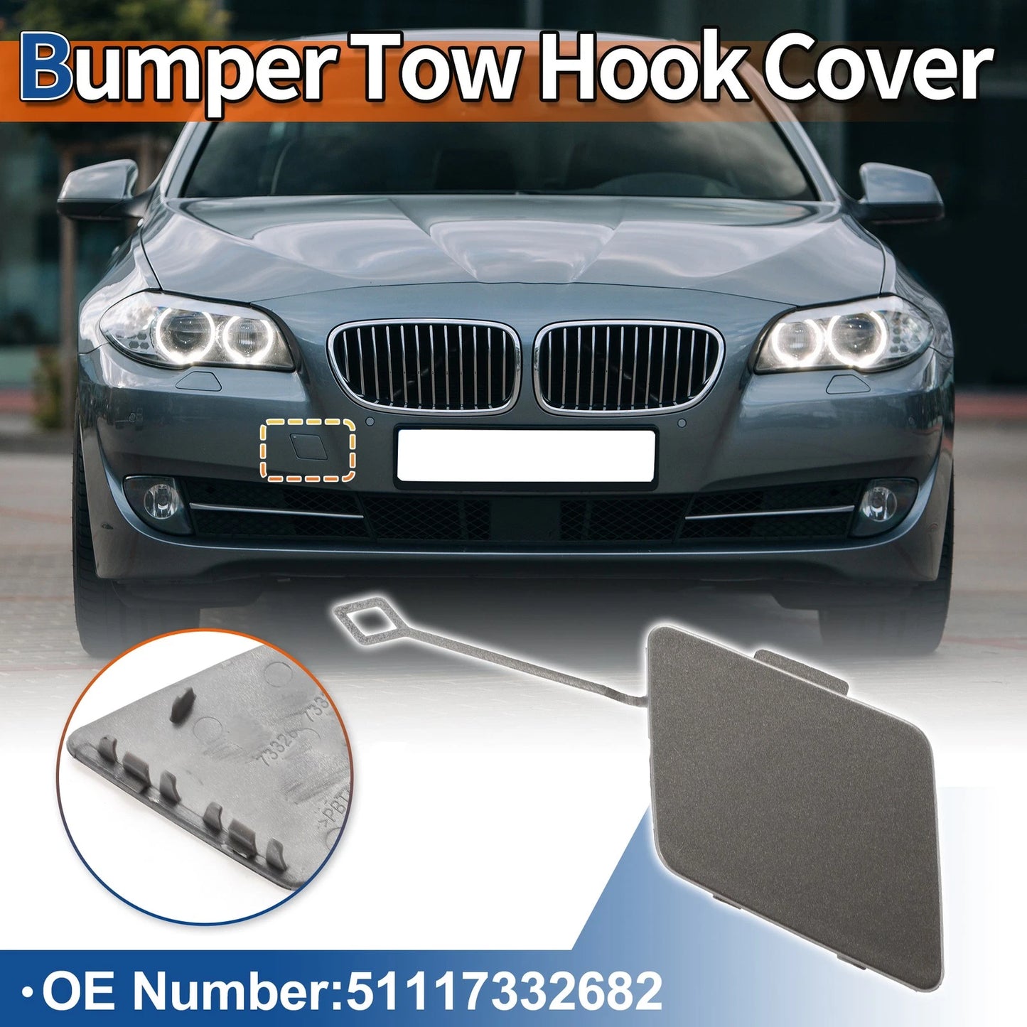 Front Right Bumper Tow Hook Cover Cap for BMW Bronze Metallic