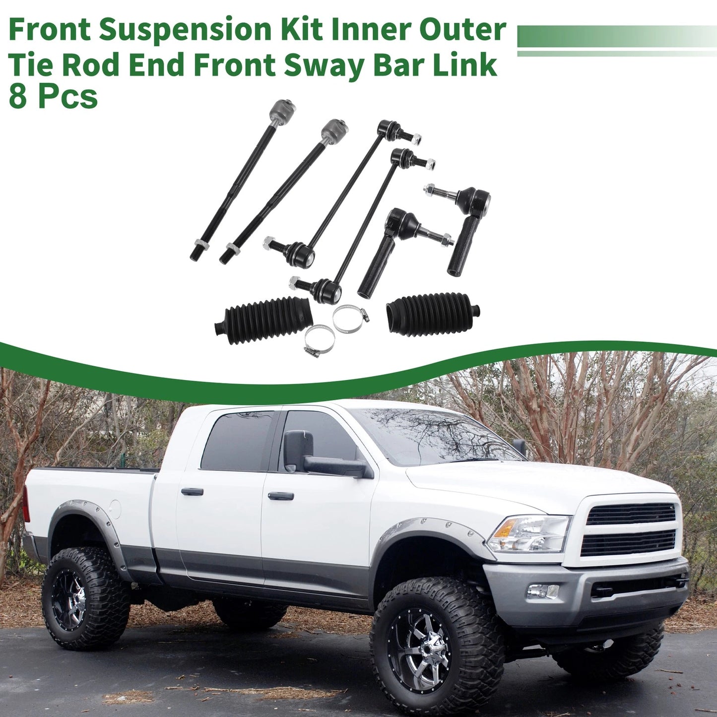 8pcs Front Suspension Kit Tie Rod Ends & Sway Bar Links for Dodge Journey
