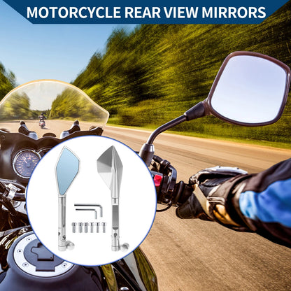 M8/M10 Rear View Mirror Prismatic Shape Silver Tone 1 Set
