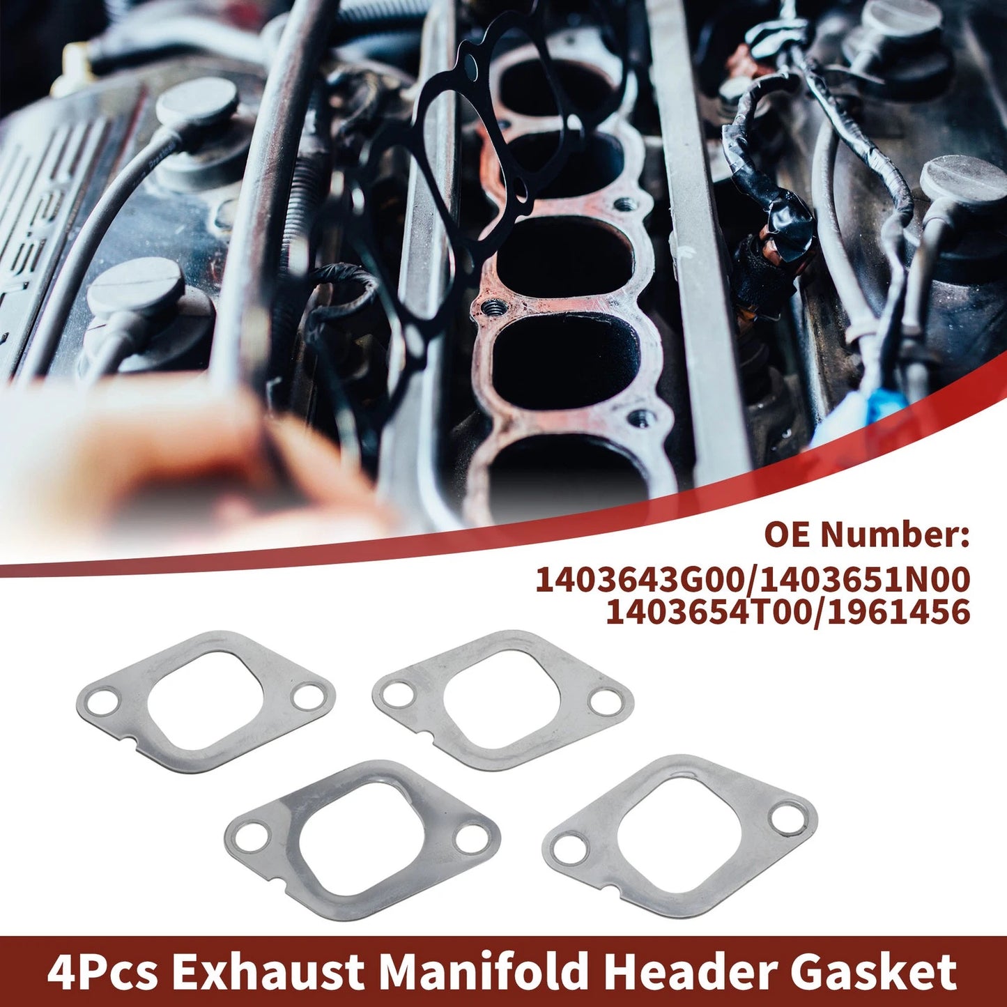 4 Pcs Exhaust Manifold Header Gasket for Ford Maverick (1993-1996)