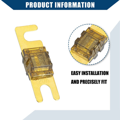 10 x Mini ANL 120A Fuses for Car Motorcycle Audio Gold Tone