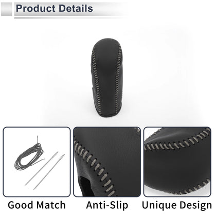 Gear Shift Knob Cover for Nissan Tiida 2004-2012 Black Grey Faux Leather