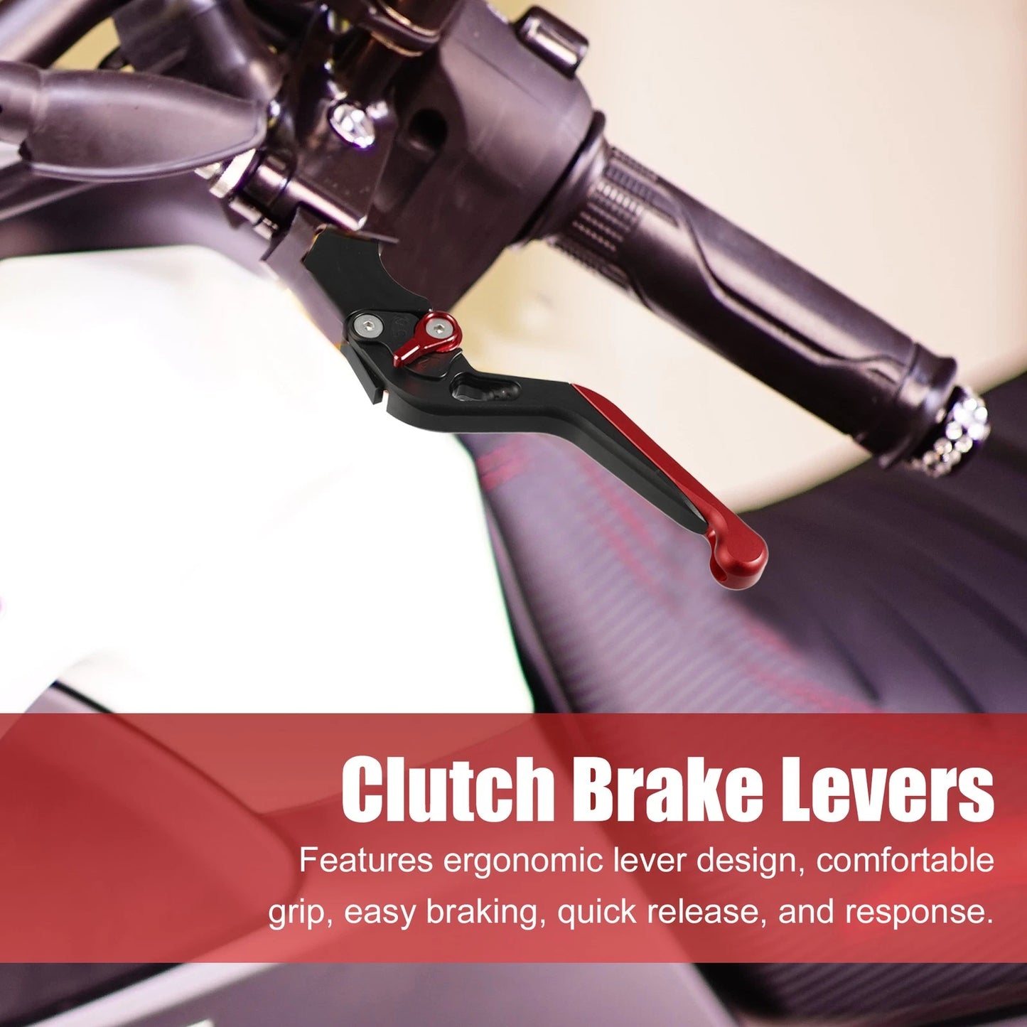 1 x Pair Motorcycle Brake Clutch Levers Folding for Honda Monkey 125 Black Red