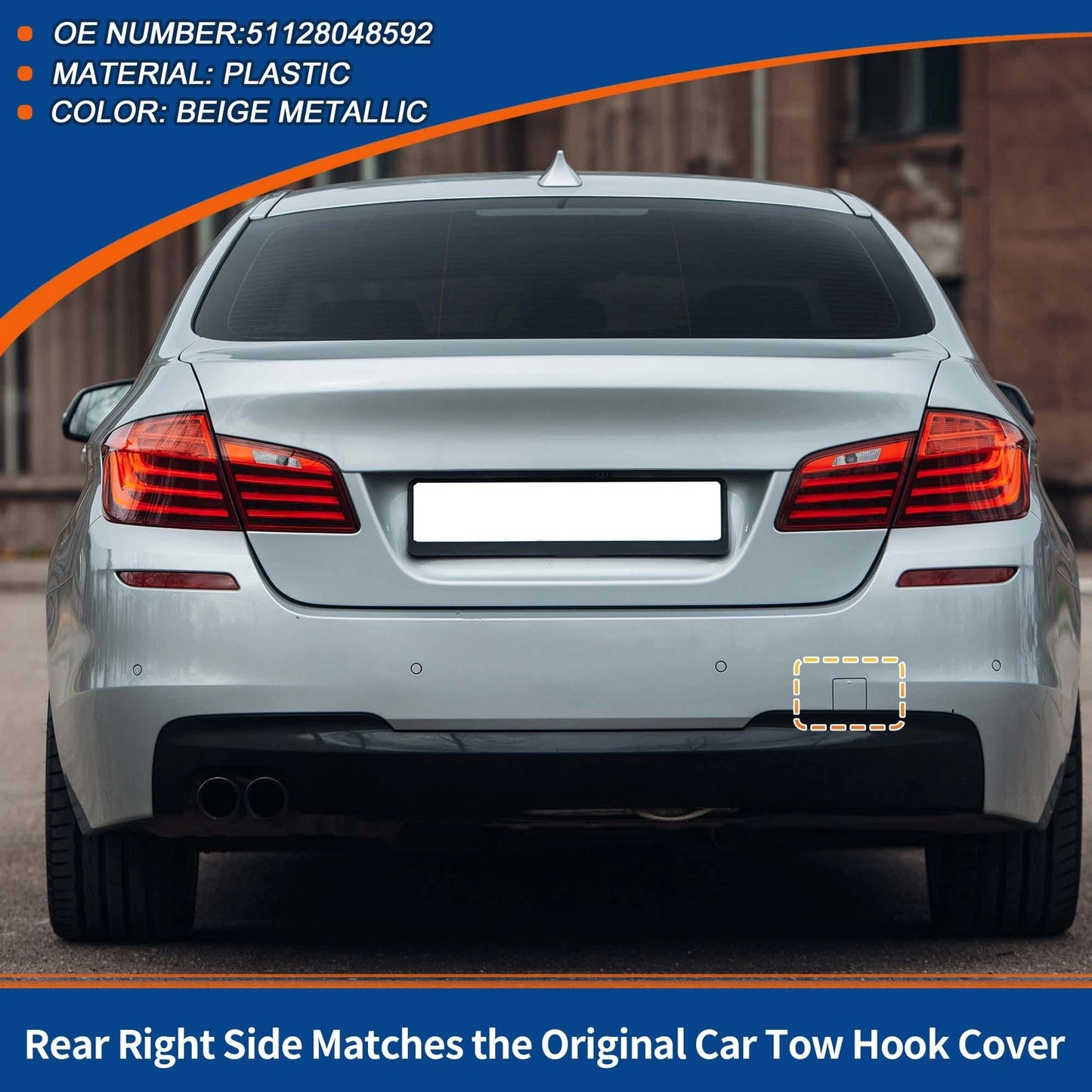 Rear Tow Hook Cover for BMW 5 Series (2011-2017) - Beige Metallic