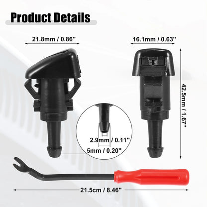 Front Windshield Washer Nozzle Kit for Dodge RAM with 2M Hose (2010-2023)