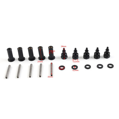 Black Windshield Well Nut Bolt Screws for Harley Road Glide (2015-2023)