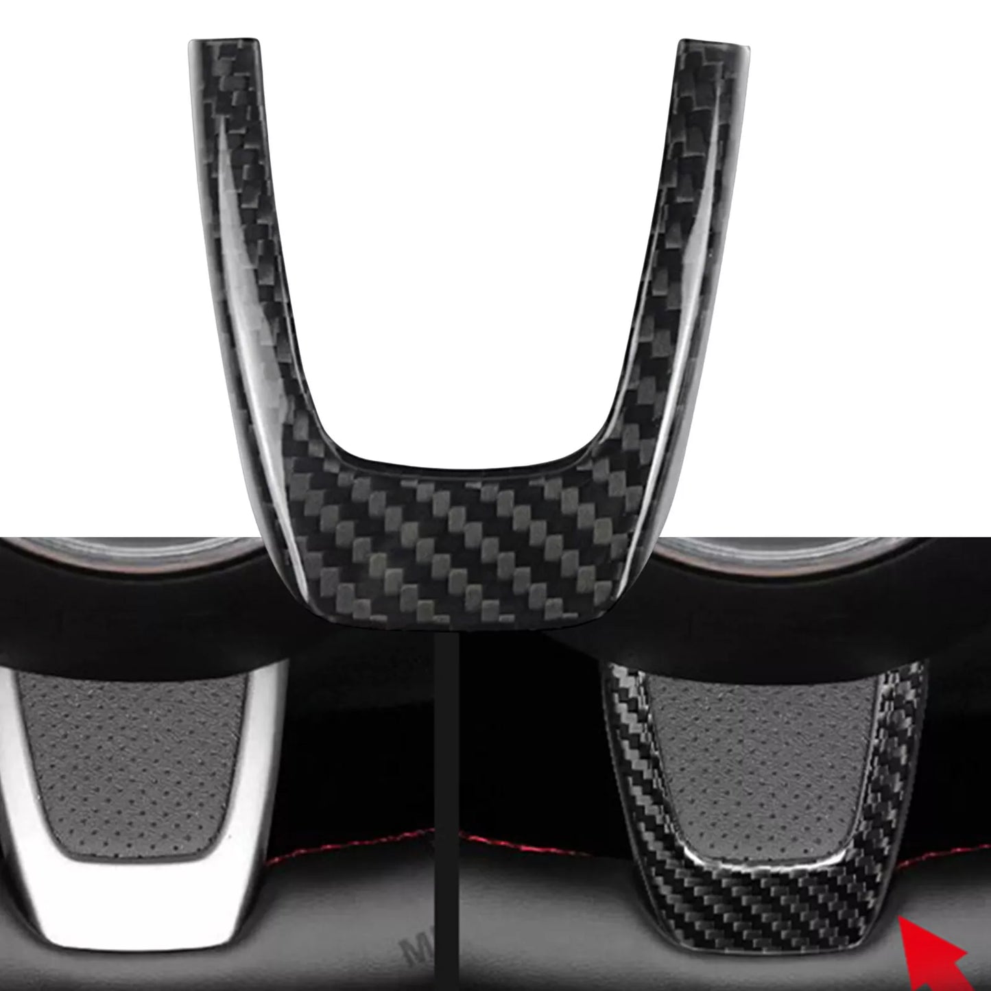 Carbon Fiber Steering Wheel Center Trim for Fiat 500/Abarth 2012-2015