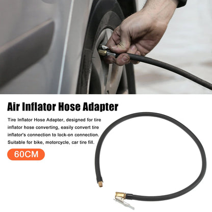 Tire Inflator Pump Hose with Locking Air Chuck / 60cm 23.62" / for Car Motorcycle