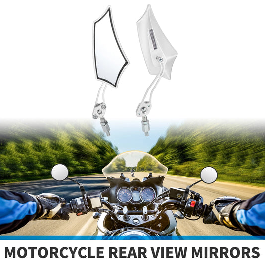 M10 M8 2 x Motorcycle Rear-View Mirrors Prismatic Handlebar White for Motorcycle