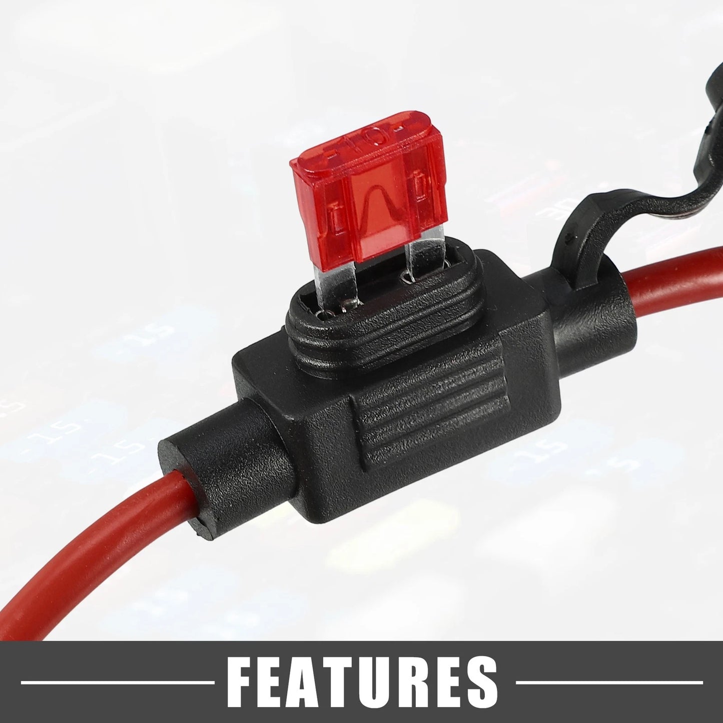 10A Mini Blade Style Fuse Set with 12 AWG Holder for Car