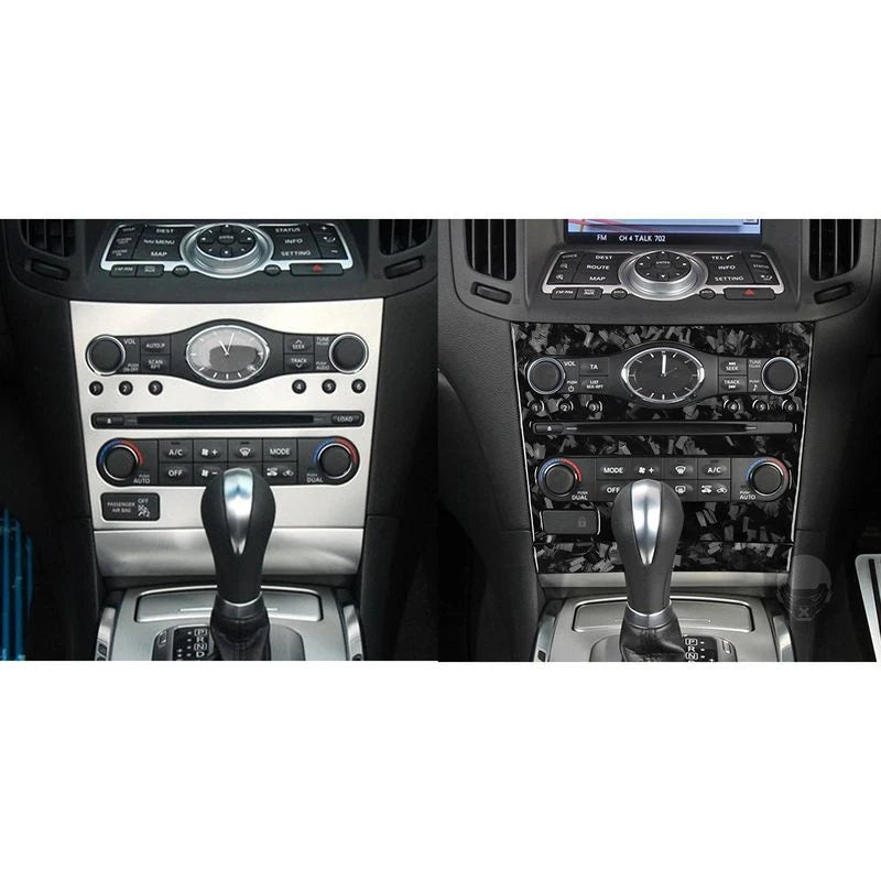 Forged Carbon Fiber Center Console AC CD Panel Trim for Infiniti G37 G25 Q60