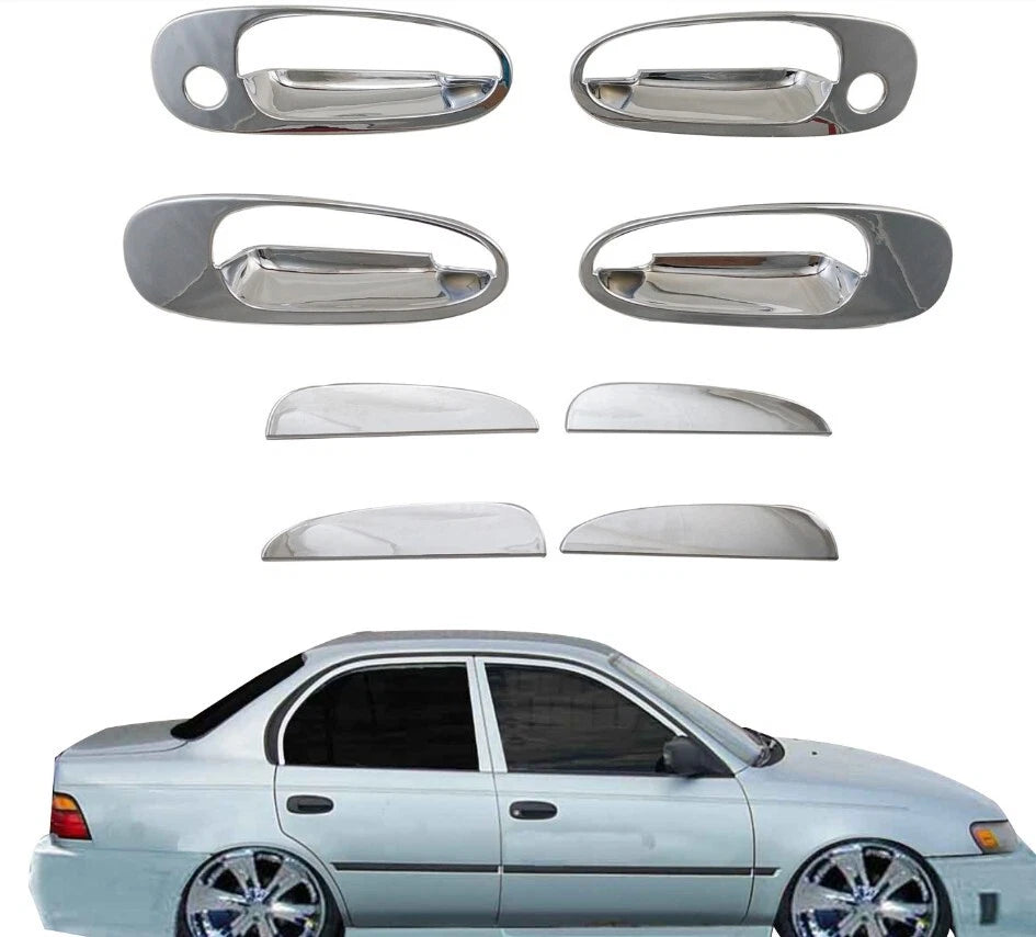 8X Chrome Door Handle Side Cover Trim for Toyota Corolla AE110 AE111 (1996-2000)