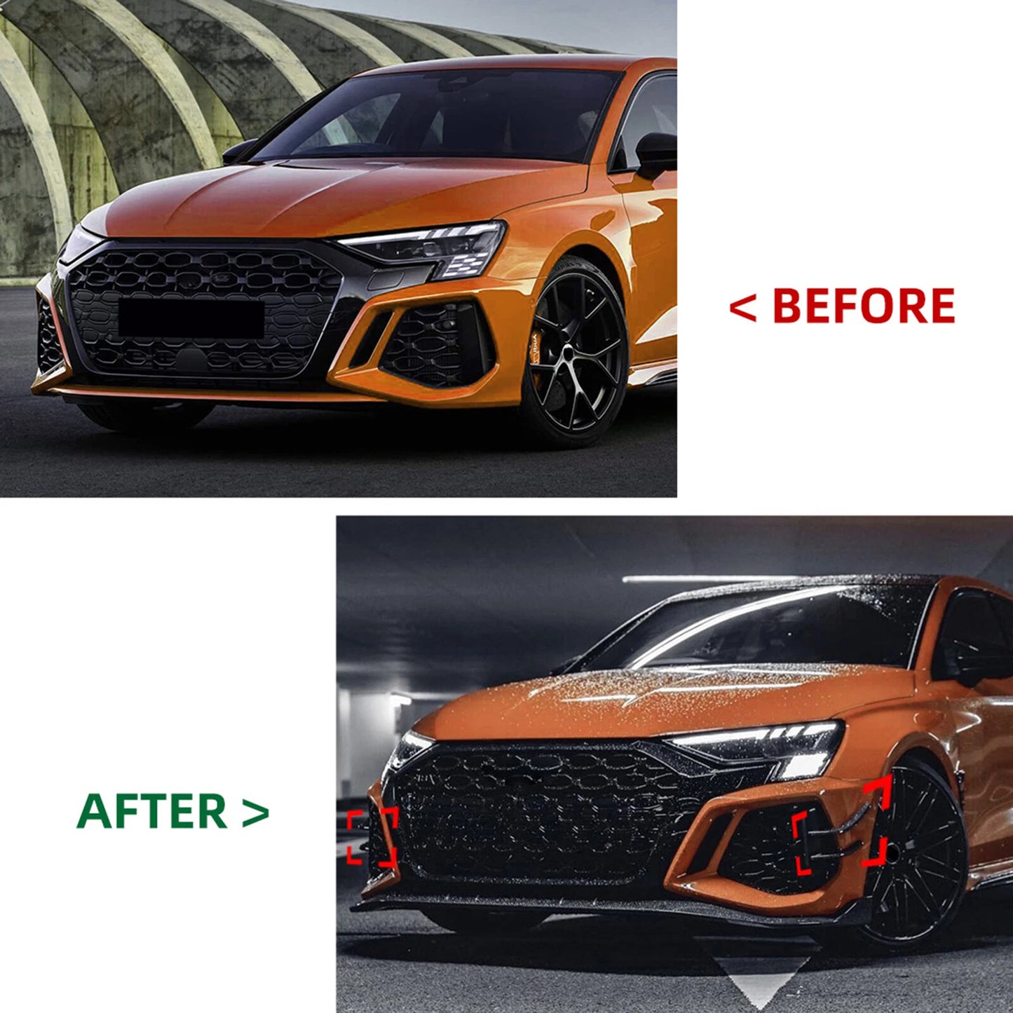 Front Bumper Side Air Vent Trims for Audi RS3 8Y (2021-2024) Carbon Look