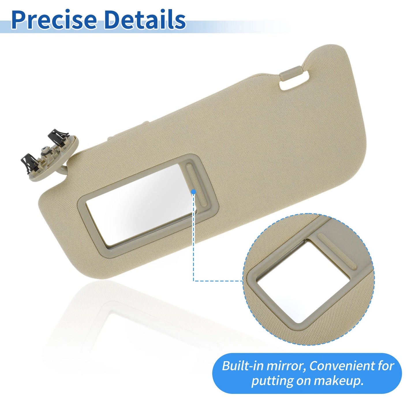 Left Side Sun Visor Beige for Toyota Corolla (2007-2013) 1 Pcs