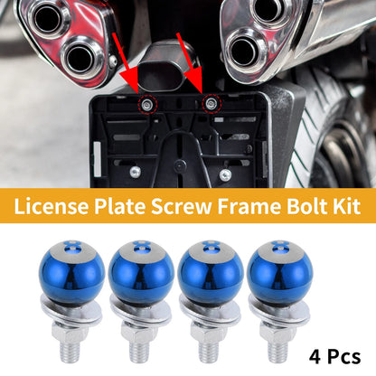 M6 License Plate Screws Cover 40mm Aluminum Alloy Blue for Universal Motorcycle