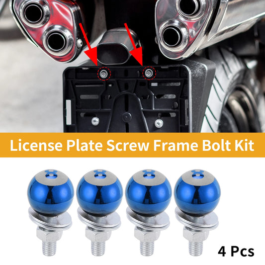 M6 License Plate Screws Cover 40mm Aluminum Alloy Blue for Universal Motorcycle