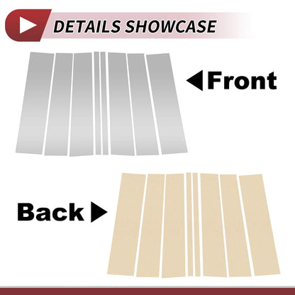 8 Pcs Door Pillar Window Trim for Ford Flex (2009-2015) Silver Tone