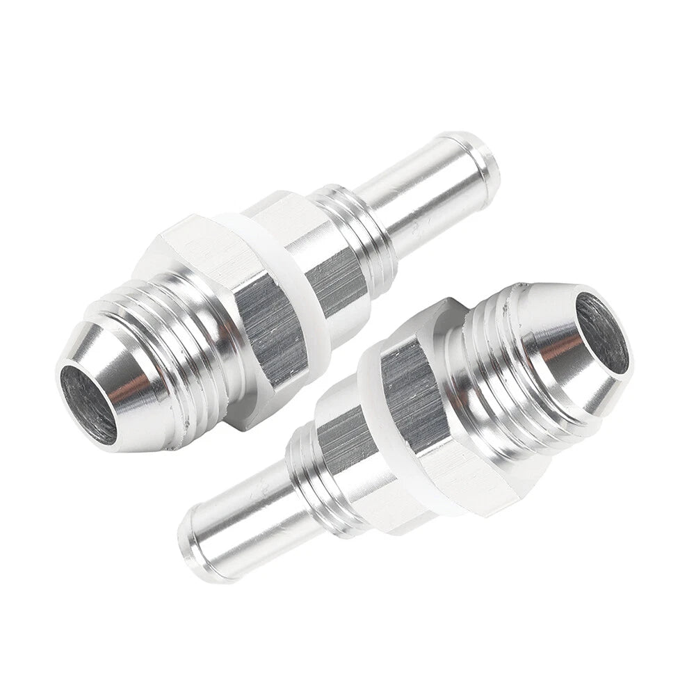 2 x 8AN Male Flare Bulkhead to 3/8" Hose Barb Fuel Tank Fittings for Universal