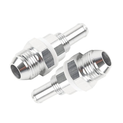 2 x 8AN Male Flare Bulkhead to 3/8" Hose Barb Fuel Tank Fittings for Universal