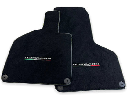 Floor Mats for Lamborghini Huracan 2014-2022 Black Tailored Carpets Green Stitch