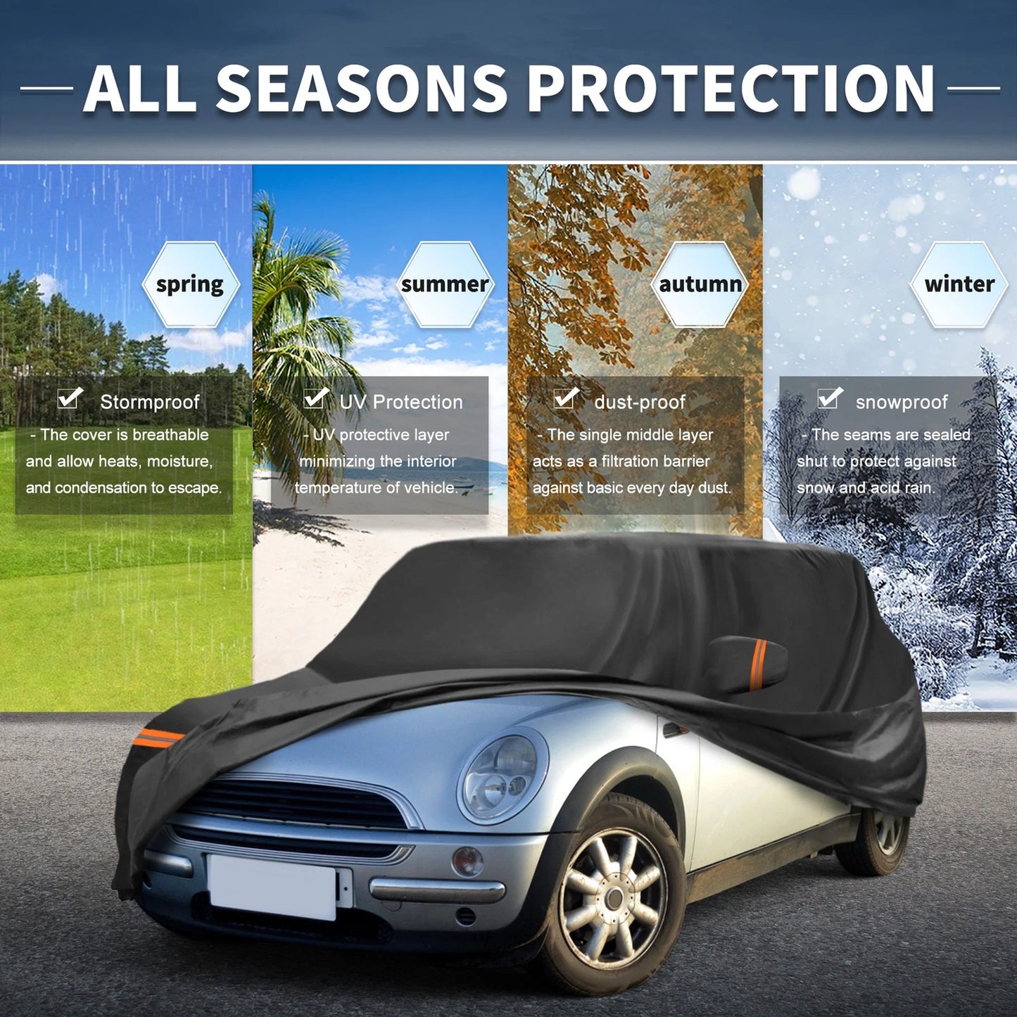 Waterproof Car Cover for Mini Hatch 2001-2006 ( Zipper)